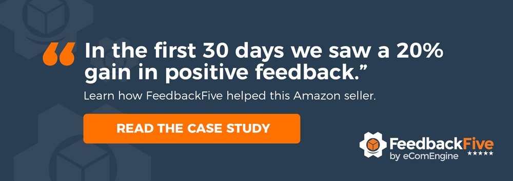 FeedbackFive logo with text, "In the first thirty days we saw a twenty percent gain in positive feedback"