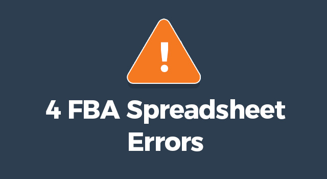 Warning icon above text, "4 FBA spreadsheet errors"