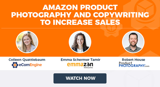 Photos of the presenting experts with text, “Amazon Product Photography and Copywriting to Increase Sales"