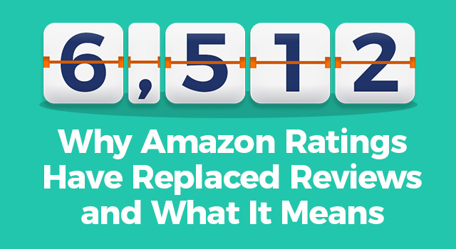 Number counter with text, "Why Amazon ratings have replaced reviews and what it means"