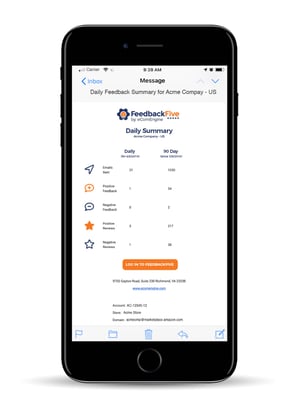 FeedbackFive daily summary email on mobile