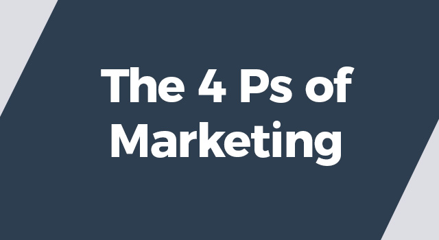 Dark Gray background with text, "The 4 Ps of Marketing"