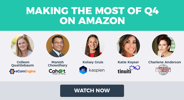 Images of the featured presenters and text, "Making the Most of Q4 on Amazon"