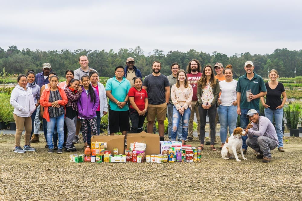 Perfect Plants Nursery staff at a food drive