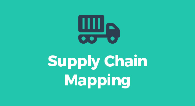 Teal background with text, "Supply chain mapping"