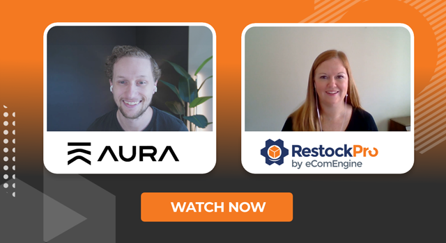 Image of presenters with Aura and RestockPro by eComEngine logos