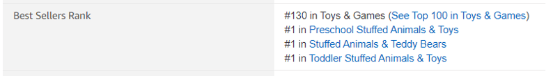 Amazon best sellers rank in Product Information section of listing
