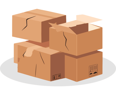 Damaged boxes