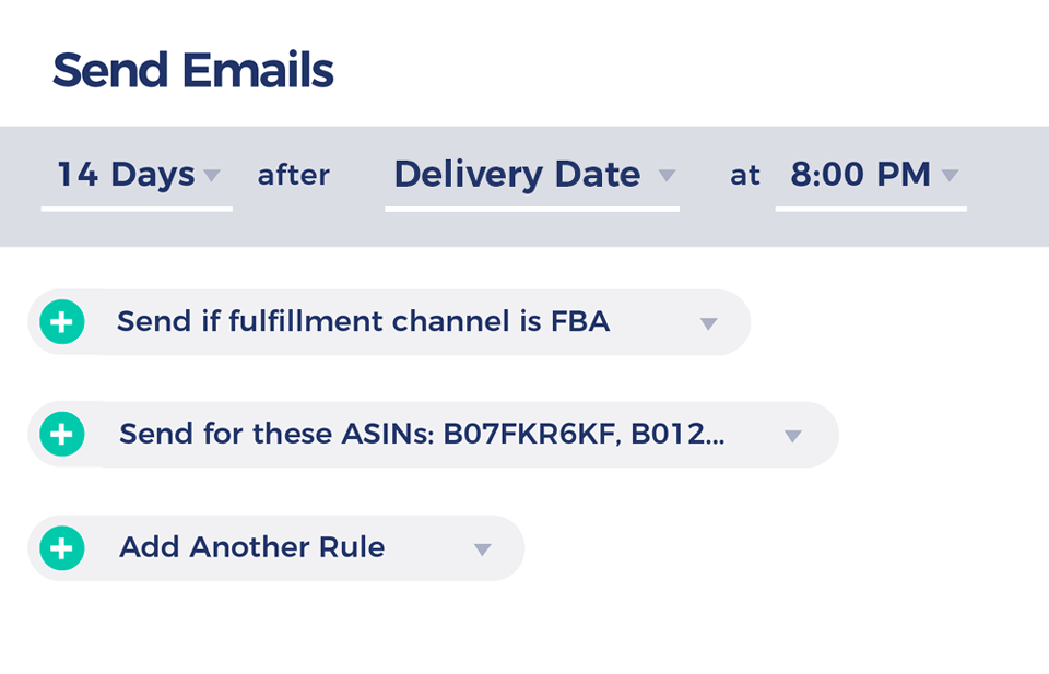 Illustration of the email campaign rules window in FeedbackFive