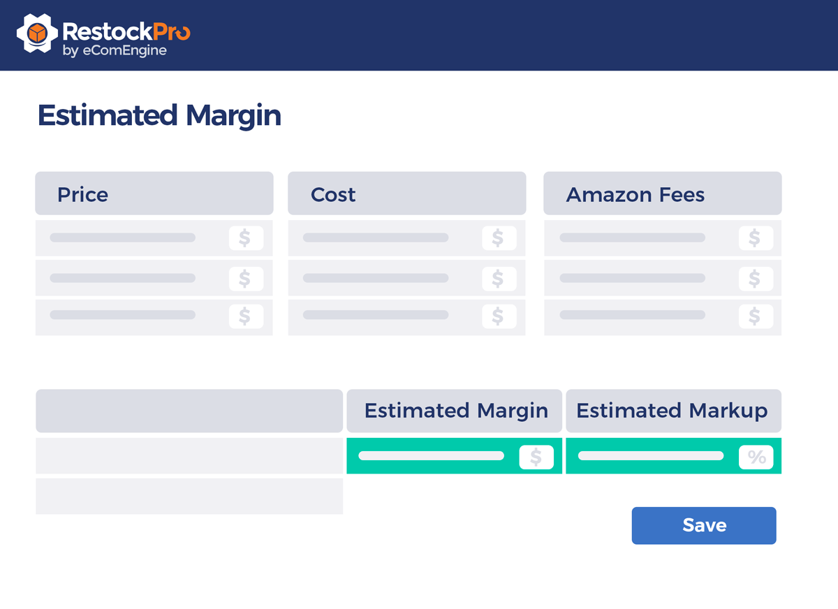 Estimated margin view illustration in RestockPro