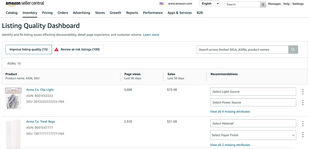 Amazon Listing Quality Dashboard