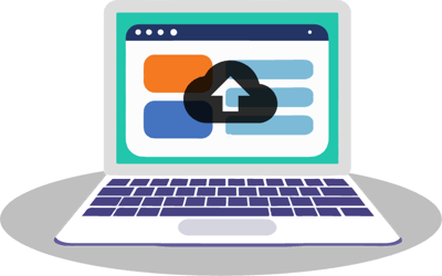 Laptop with upload icon on browser