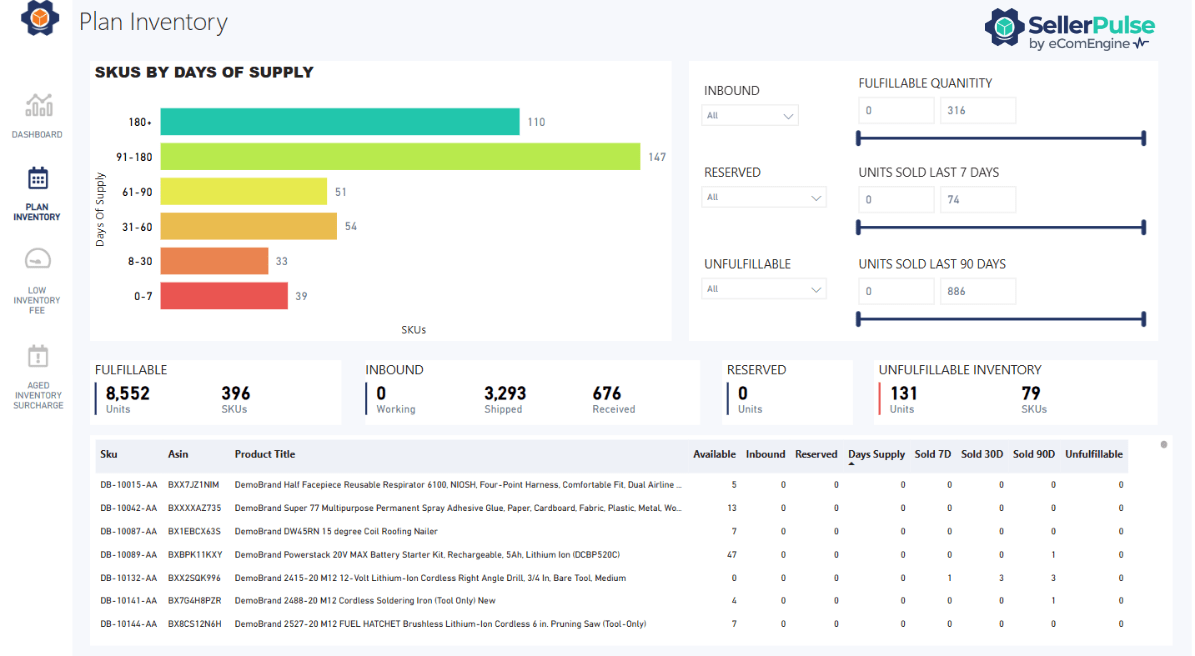 Inventory planning in SellerPulse