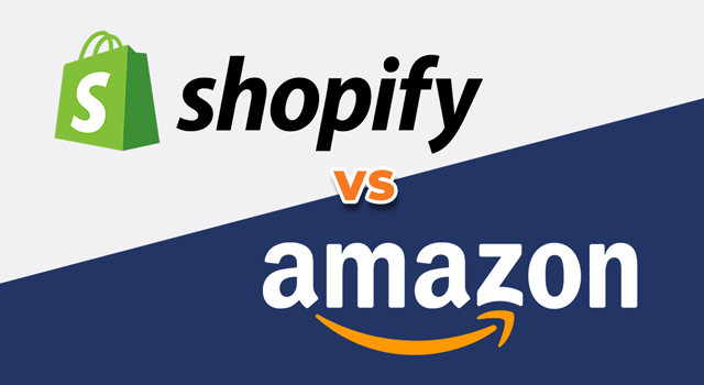 "Shopify vs Amazon" text with company logos